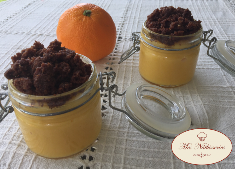 Petite crème à l'orange et son crumble au chocolat